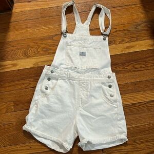 Levi’s white overall shorts
